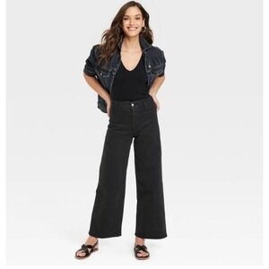Universal Thread Black Sailor Wide‎ Leg Jeans High Rise Size 14